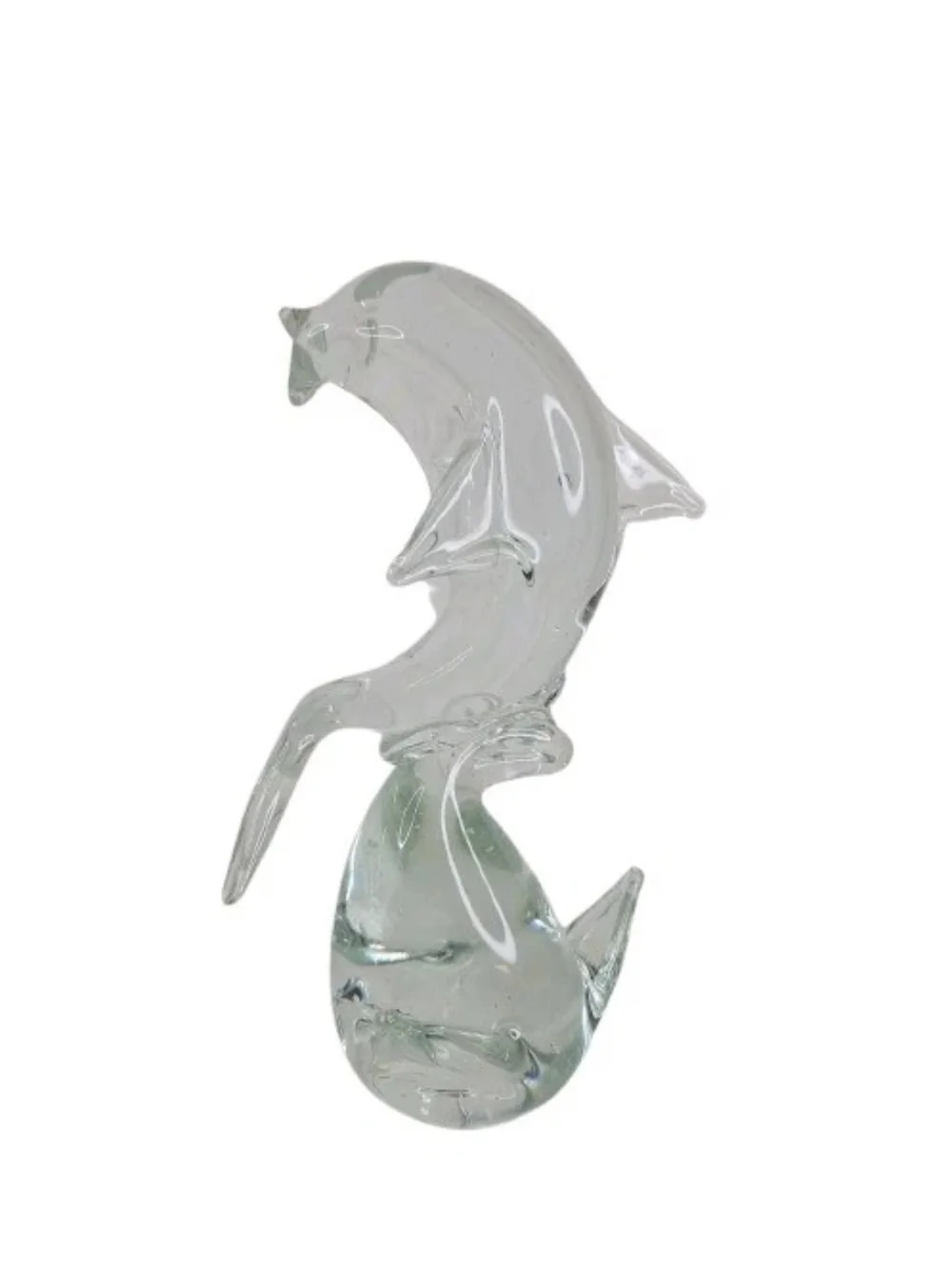 Clear Glass Dolphin Figurine - Decorative Aquarium Accent